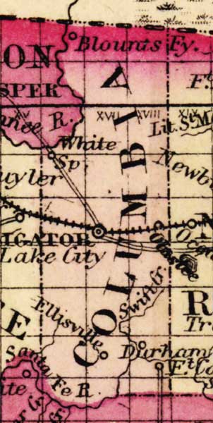 Map of Columbia County, Florida, 1863