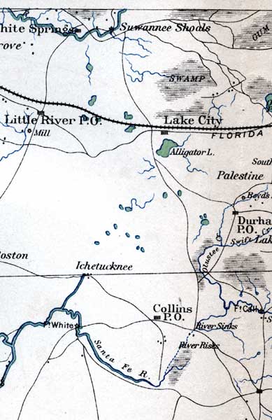 Map of Columbia County, Florida, 1865
