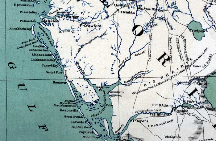 Map of Manatee County, Florida, 1865