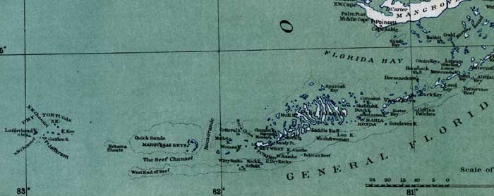 Map of Monroe County, Florida, 1865
