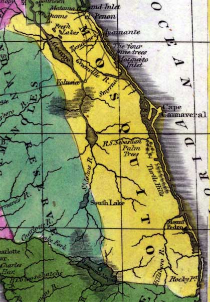 Map of Orange County, Florida, 1834