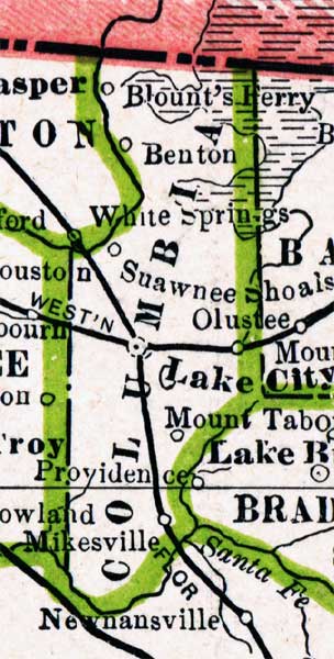 Map of Columbia County, Florida, 1886
