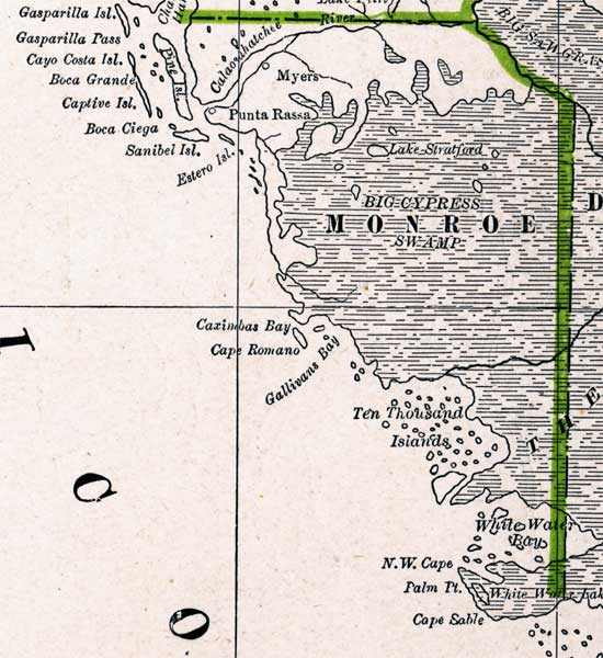 Map of Monroe County, Florida, 1886