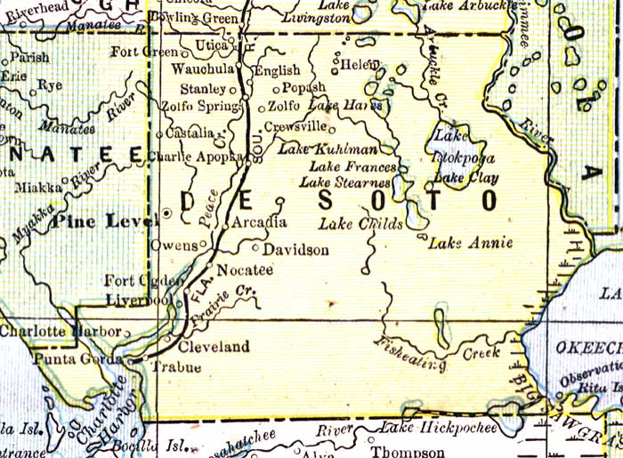 Map of De Soto County, Florida, 1890