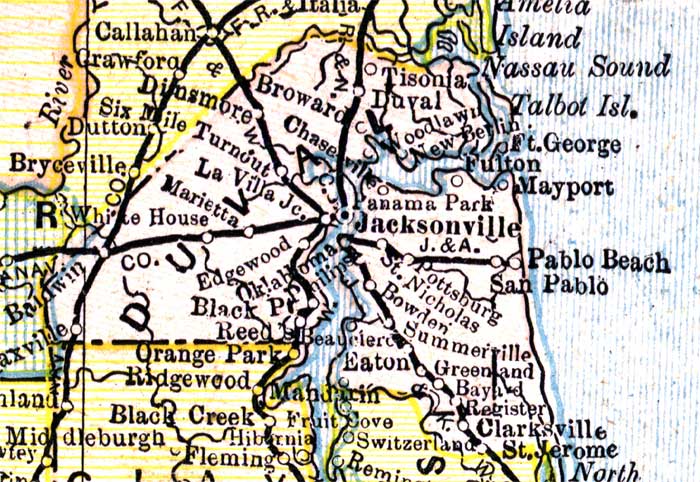Map of Duval County, Florida, 1890