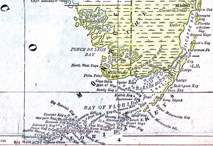 Map of Monroe County, Florida, 1890