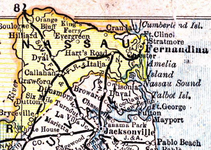 Map of Nassau County, Florida, 1890