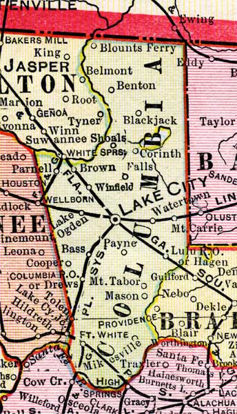 Map of Columbia County, Florida, 1899