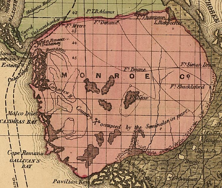 Map of Monroe County, Florida, 1874