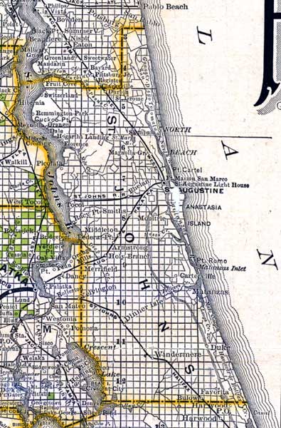 Map of St. Johns County, Florida, 1888