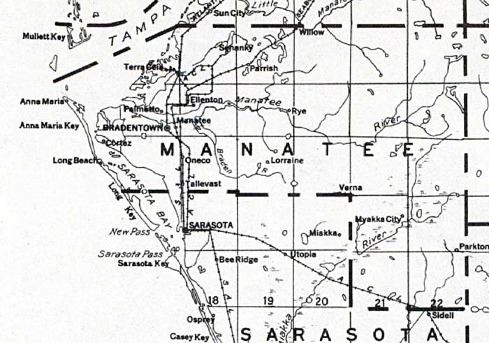 Map of Manatee County, Florida, 1932