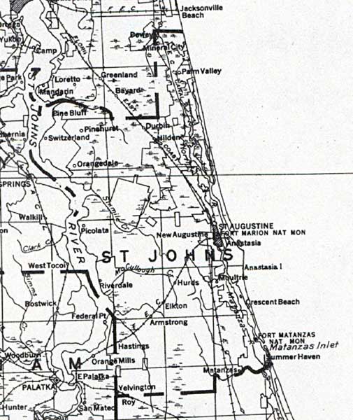 Map of St. Johns County, Florida, 1932