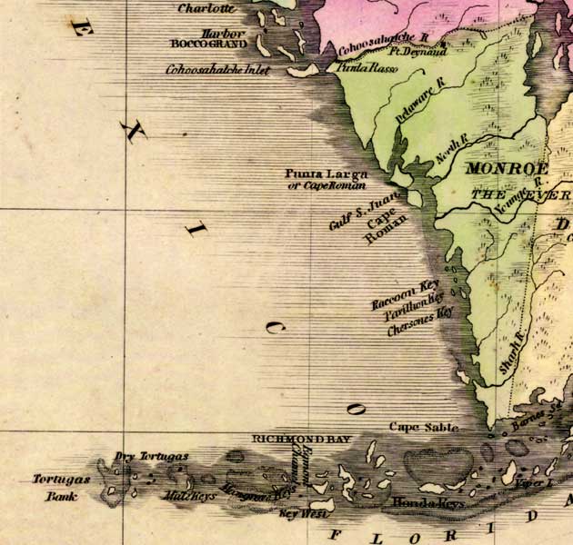 Map of Monroe County, Florida, 1842