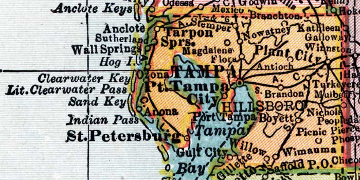 Map of Hillsborough County, Florida, 1910