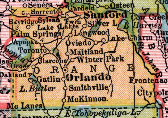 Map of Orange County, Florida, 1910