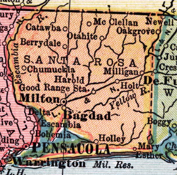 Map of Santa Rosa County, Florida, 1910