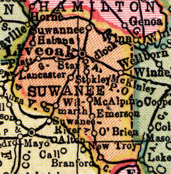 Map of Suwannee County, Florida, 1910