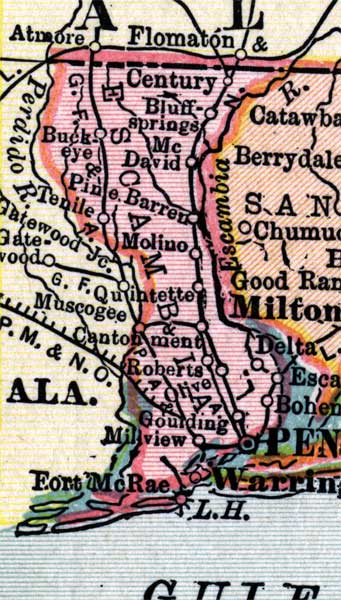 Map of Escambia County, Florida, 1916