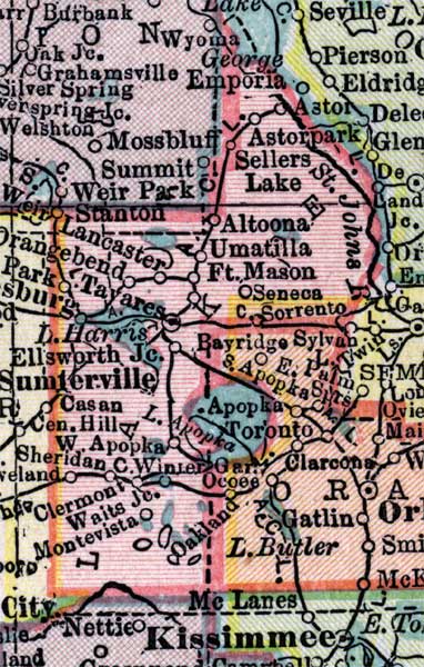 Map of Lake County, Florida, 1916