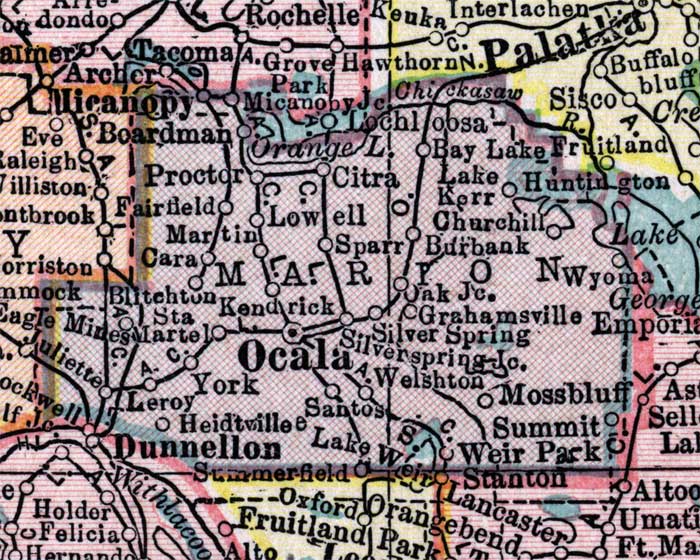 Map of Marion County, Florida, 1916