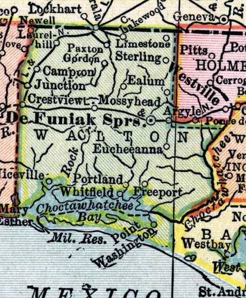 Map of Walton County, Florida, 1916