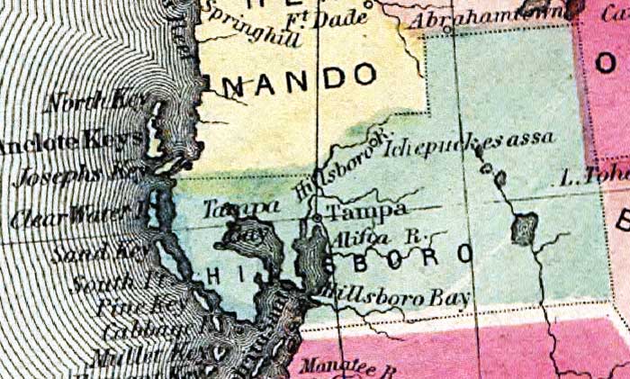 Map of Hillsborough County, Florida, 1860