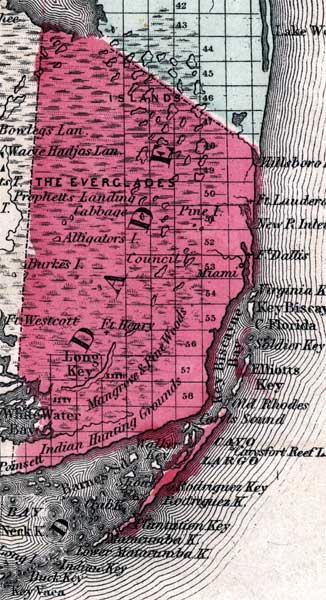 Map of Miami-Dade County, Florida, 1863