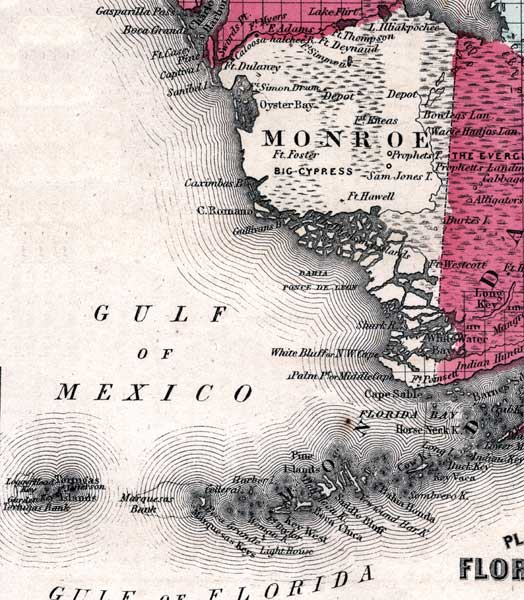 Map of Monroe County, Florida, 1863