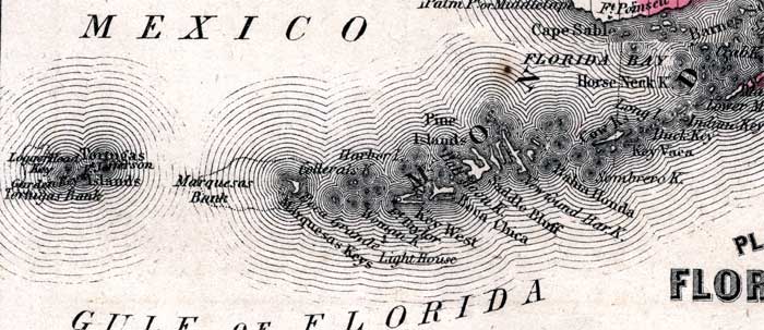 Map of Monroe County, Florida, 1863