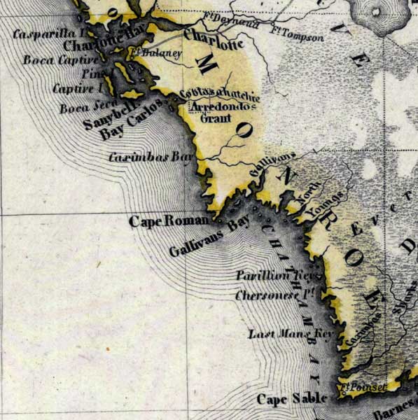 Map of Monroe County, Florida, 1850