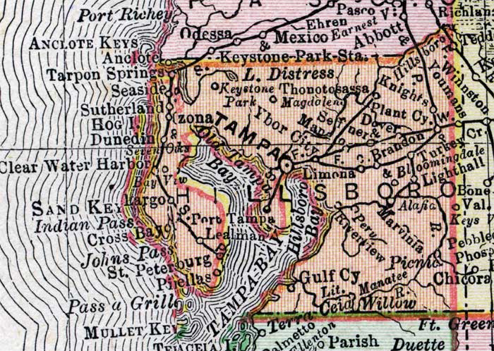 Map of Hillsborough County, Florida, 1900