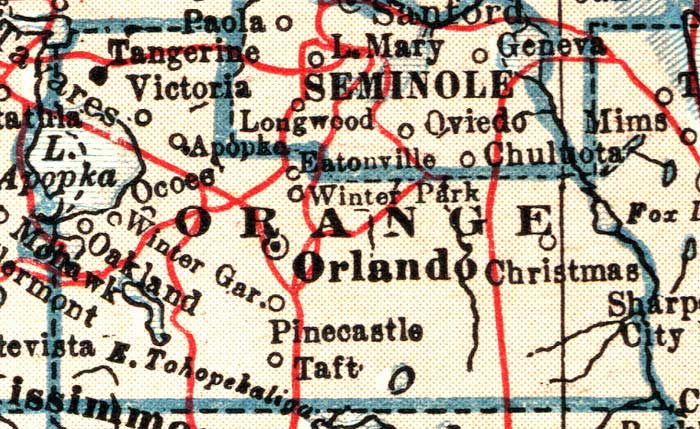 Map of Orange County, Florida, 1921
