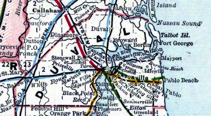 Map of Duval County, Florida, 1890s