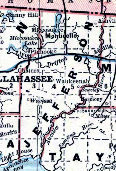 Map of Jefferson County, Florida, 1890s