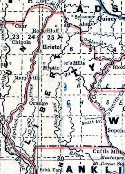 Map of Liberty County, Florida, 1890s