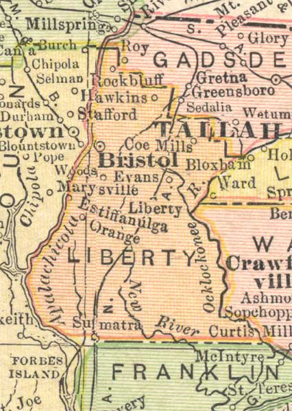 Map of Liberty County, Florida, 1910