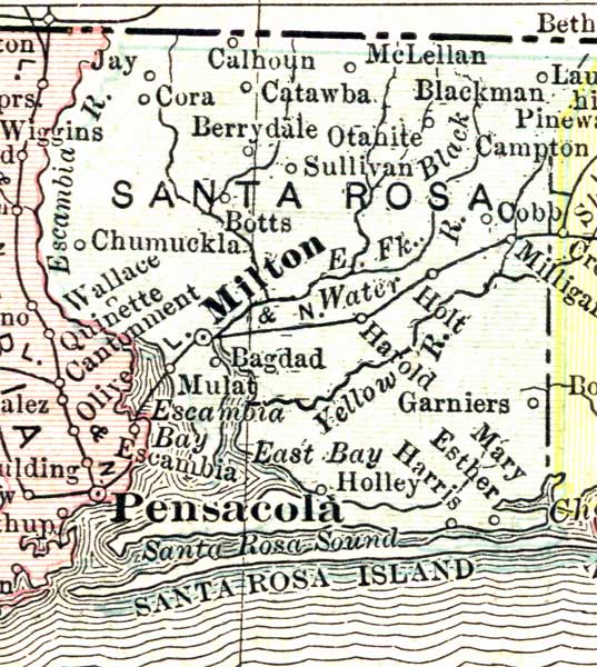 Map of Santa Rosa County, Florida, 1911