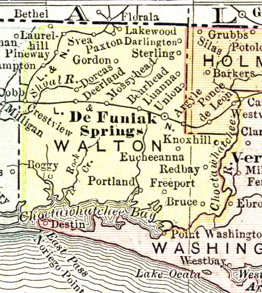 Map of Walton County, Florida, 1911