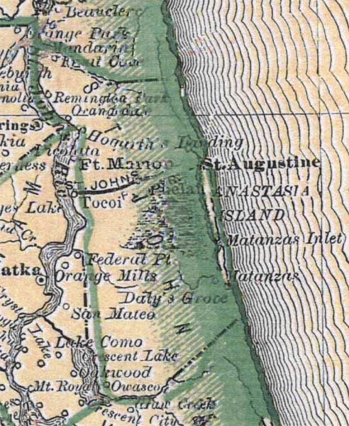 Map of St. Johns County, Florida, 1880