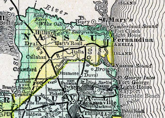 Map of Nassau County, Florida, 1888