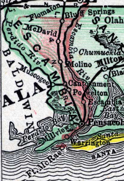 Map of Escambia County, Florida, 1890