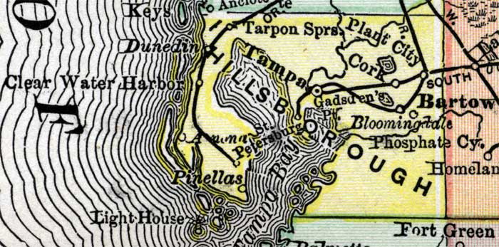 Map of Hillsborough County, Florida, 1890