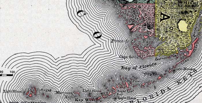 Map of Monroe County, Florida, 1890