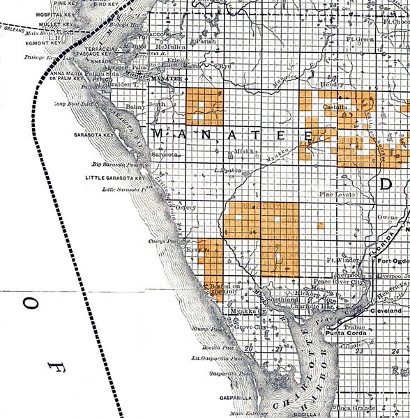 Map of Manatee County, Florida, 1888