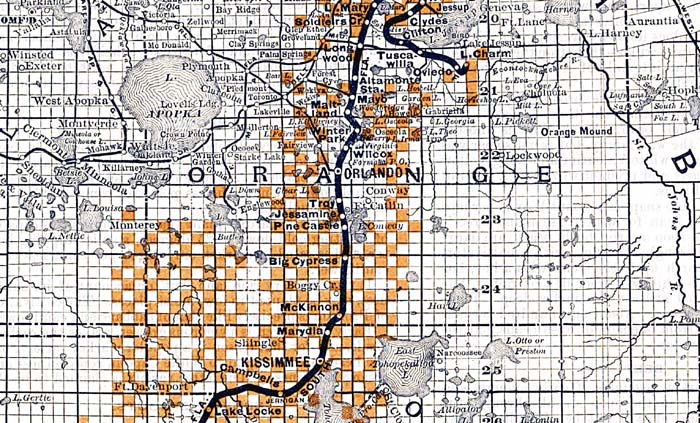 Map of Orange County, Florida, 1888