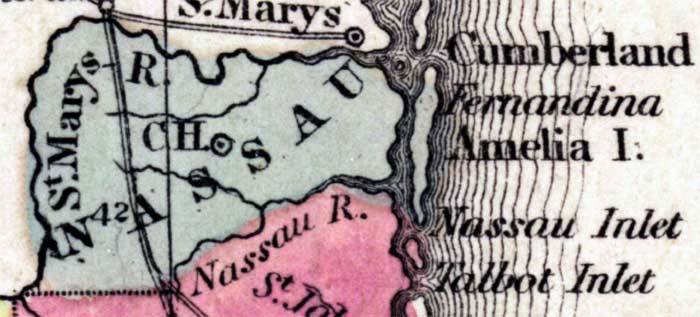 Map of Nassau County, Florida, 1850