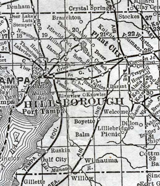 Map of Hillsborough County, Florida, 1920