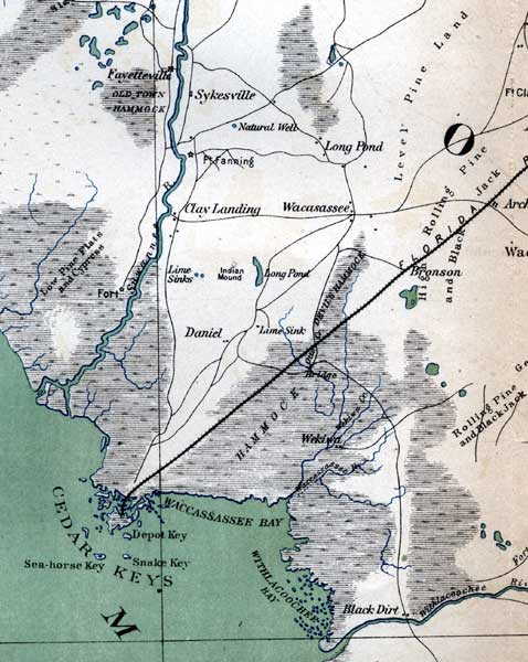 Map of Levy County, Florida, 1865