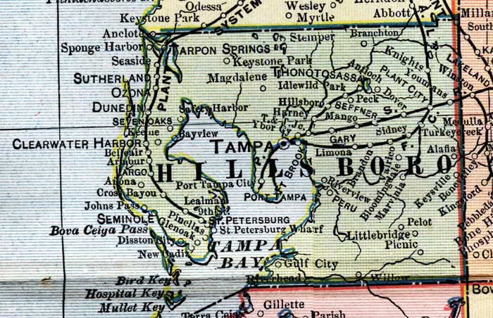 Map of Hillsborough County, Florida, 1902