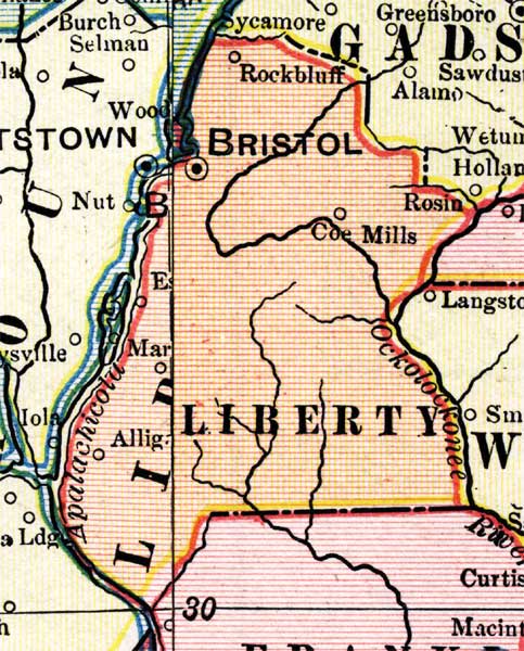 Map of Liberty County, Florida, 1902
